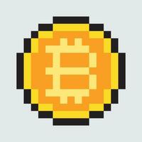 bitcoin pixel art icon vector