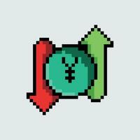 pixel art of a dollar sign and arrows vector