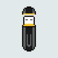 a pixel style usb drive with a yellow and black stripe vector