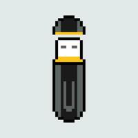 a pixel style usb drive with a yellow and black stripe vector