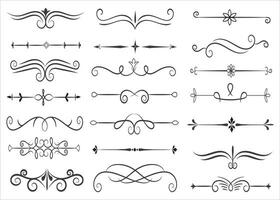 Page Divider And Design Elements. Set of Various Simple Black Divider Design, Assorted Divider Collection Template Vector. Collection of floral dividers elements mega decoration for Calligraphy. vector