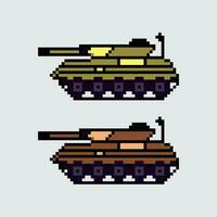 two pixel tanks on a gray background vector