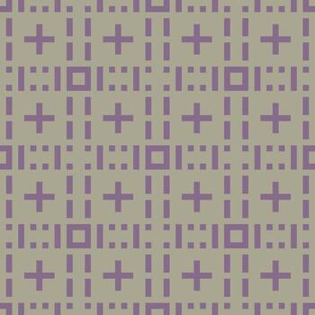 a pattern with squares and crosses on a light purple background vector