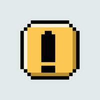 a pixel style icon of a yellow exclamation point vector