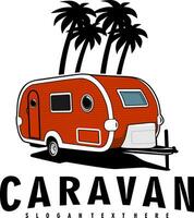 caravana camión clásico logo diseño vector