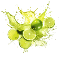 Ai generated lime juice splash flat design png