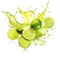 ai generato lime succo spruzzo piatto design png