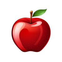 ai generado rojo manzana con verde hoja en transparente antecedentes png