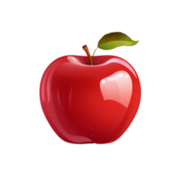 Ai generated red apple with green leaf on transparent background png