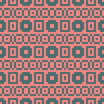 a pattern with squares and squares on a pink and green background vector