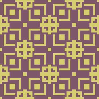 a pattern with squares and triangles in purple and yellow vector
