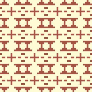 a pattern with squares and lines in red and beige vector