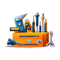 Ai generated toolbox with tools on transparent background png