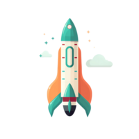 Ai generated cartoon rocket ship on transparent background png