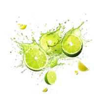 Ai generated lime juice splash flat design png