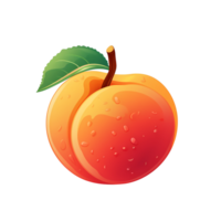 Ai generated orange peach fruit with leaves on it png