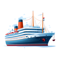 Ai generated sailing ship in the ocean, cartoon illustration png