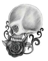 Surreal skull tattoo hand drawing and make graphic vector. vector