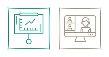 Line Graph and Conference video Call Icon vector