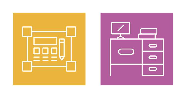 Blueprint and Desk Icon