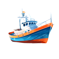 Ai generated fishing boat on the water png