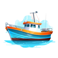 Ai generated fishing boat on the water png
