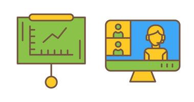 Line Graph and Conference video Call Icon vector