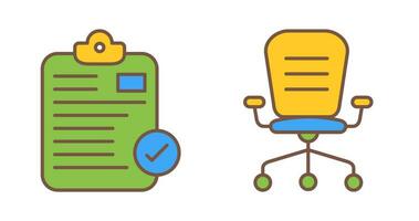 Secure Notepad and Office Chair Icon vector