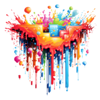 Ai generated colorful liquid dripping from a piece of paper png