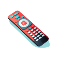 Ai generated tv remote control icon, flat style, isolated on transparent background png