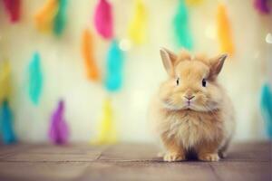 Close-up of cute rabbit with beautiful bokeh background, Generative AI photo