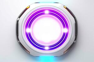 Abstract high tech multicolor button on white background, Generative AI photo