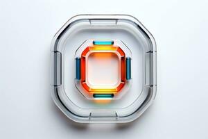 Abstract high tech multicolor button on white background, Generative AI photo