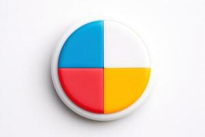 Abstract high tech multicolor button on white background, Generative AI photo