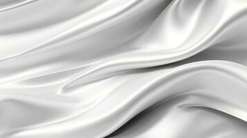 Close up of silver silk background, Abstract white cloth fabric wave, Generative AI photo