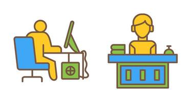 Computer Worker and Office Reception Icon vector