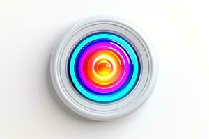 Abstract high tech multicolor button on white background, Generative AI photo