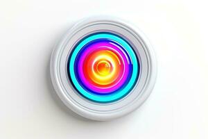 Abstract high tech multicolor button on white background, Generative AI photo