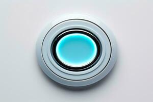 Abstract high tech multicolor button on white background, Generative AI photo