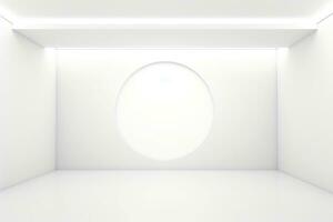 Abstract futuristic architecture background, Minimal technology white backdrop, Generative AI photo