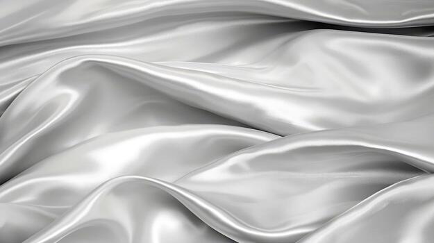 Close up of silver silk background, Abstract white cloth fabric wave, Generative AI illustration photo