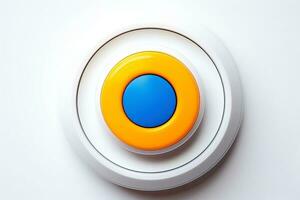 Abstract high tech multicolor button on white background, Generative AI photo