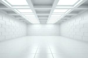Abstract futuristic architecture background, Minimal technology white backdrop, Generative AI photo