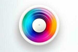 Abstract high tech multicolor button on white background, Generative AI photo