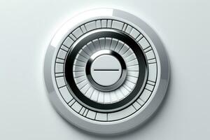 Abstract high tech multicolor button on white background, Generative AI photo