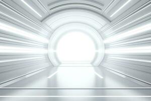 Abstract futuristic architecture background, Minimal technology white backdrop, Generative AI photo