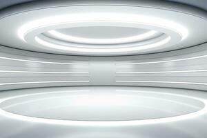 Abstract futuristic architecture background, Minimal technology white backdrop, Generative AI photo
