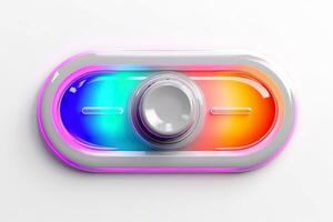 Abstract high tech multicolor button on white background, Generative AI photo