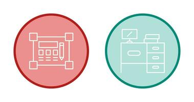 Blueprint and Desk Icon vector