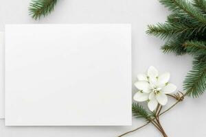 Chirismas decoration. paper white blank mockup. AI Generative Pro Photo